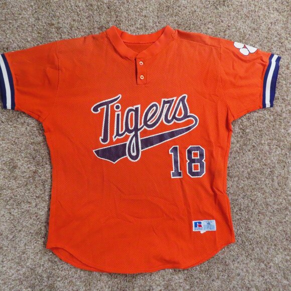 Vintage Clemson Tigers NCAA Baseball Team Jersey #18 Russell Athletic Size 46 - Picture 2 of 9